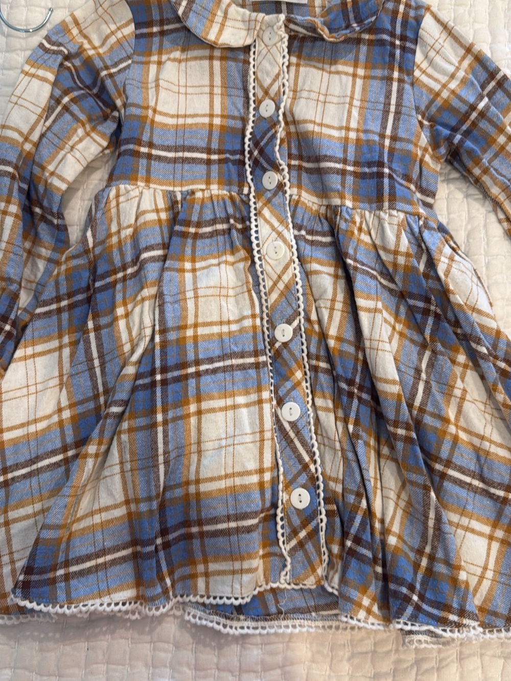 SweetHoney Blue, Brown & Cream Plaid Button-Front Dress
